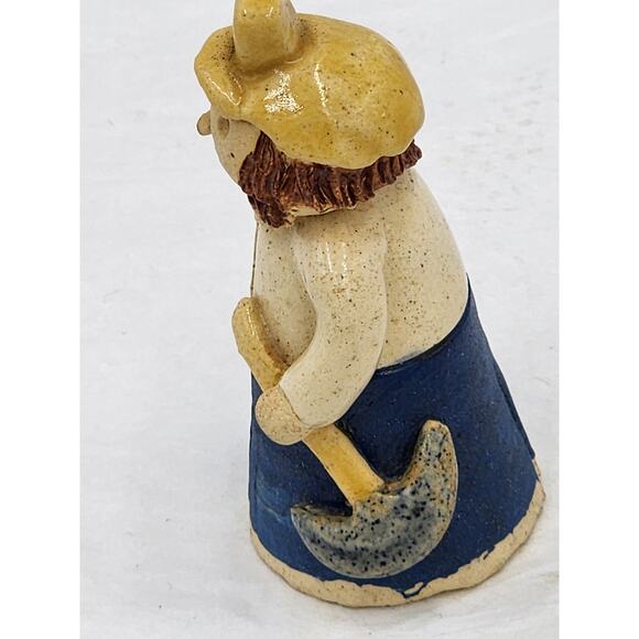 Folk Art Figurine Bearded Pottery Farmhouse Country Home Signed 1986 Glaze 3" - Picture 12 of 13